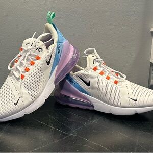 Nike Air Max 270 White with Purple and Blue Highlights